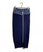 sacaiサカイ）の古着「デニムドッキングタイトニットスカート/Denim-Combo Fitted Knit Skirt」｜ネイビー