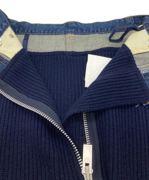 sacai（サカイ）sacai (サカイ) デニムドッキングタイトニットスカート/Denim-Combo Fitted Knit Skirt ネイビー サイズ:０の古着・服飾アイテム