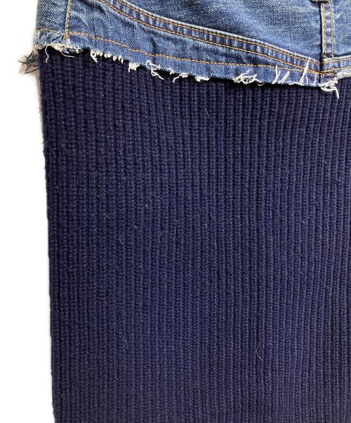 sacai（サカイ）sacai (サカイ) デニムドッキングタイトニットスカート/Denim-Combo Fitted Knit Skirt ネイビー サイズ:０の古着・服飾アイテム