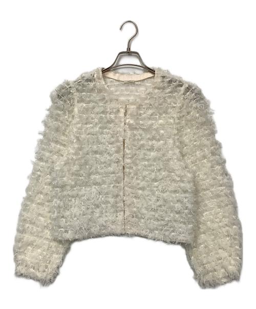 IENA（イエナ）IENA (イエナ) チュールテープ カーディガン ホワイト サイズ:FREEの古着・服飾アイテム