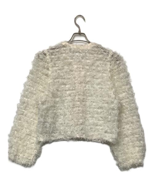 IENA（イエナ）IENA (イエナ) チュールテープ カーディガン ホワイト サイズ:FREEの古着・服飾アイテム