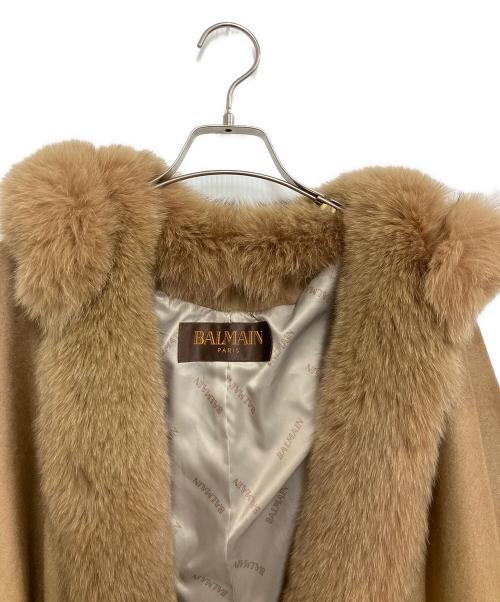 BALMAIN（バルマン）BALMAIN (バルマン) フード付きポンチョ ブラウン サイズ:Freeの古着・服飾アイテム