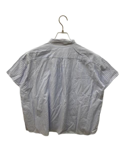 HUIS.（ハウス）HUIS. (ハウス) コットンリネン半袖ギャザーワイドブラウス ブルー サイズ:FREEの古着・服飾アイテム
