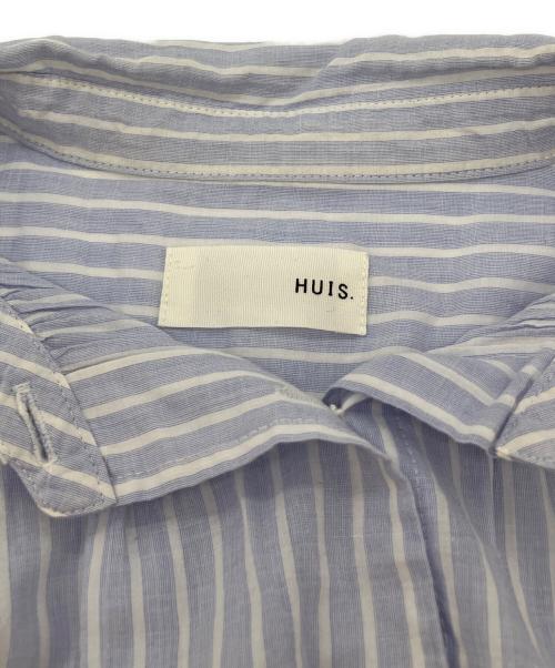 HUIS.（ハウス）HUIS. (ハウス) コットンリネン半袖ギャザーワイドブラウス ブルー サイズ:FREEの古着・服飾アイテム