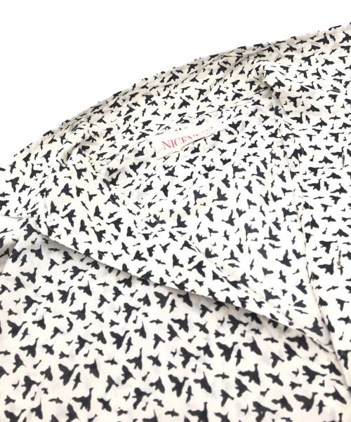 NICENESS（ナイスネス）NICENESS (ナイスネス) LEE BIRD KADHI BLOCK PRINT SH ホワイト×ブラック サイズ:Mの古着・服飾アイテム