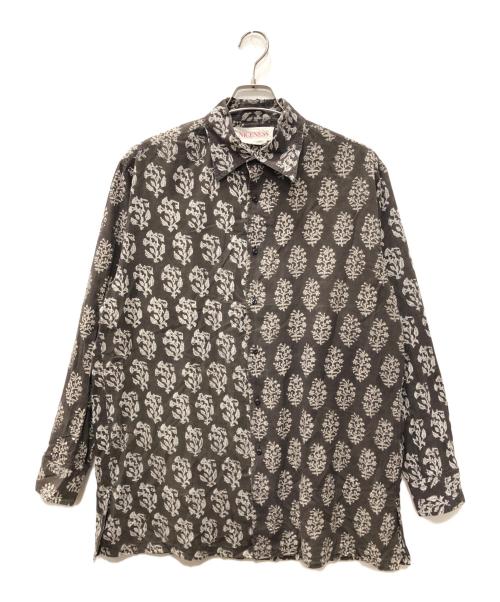 NICENESS（ナイスネス）NICENESS (ナイスネス) LEE FLOWER WOOD PRINT SH グレー×ホワイト サイズ:Mの古着・服飾アイテム