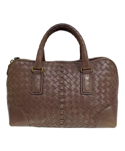 BOTTEGA VENETA（ボッテガベネタ）BOTTEGA VENETA (ボッテガベネタ) イントレチャートハンドバッグ ブラウンの古着・服飾アイテム