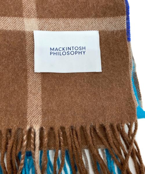 MACKINTOSH PHILOSOPHY（マッキントッシュ フィロソフィー）MACKINTOSH PHILOSOPHY (マッキントッシュ フィロソフィー) カシミヤストール ブラウン×ブルーの古着・服飾アイテム