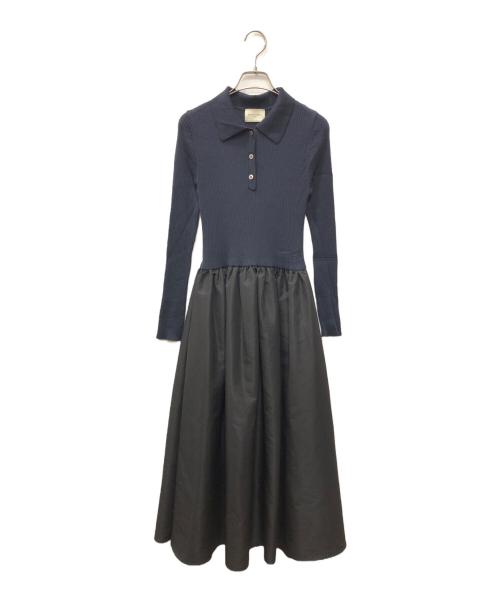 UNITED ARROWS（ユナイテッドアローズ）UNITED ARROWS (ユナイテッドアローズ) フィット＆フレア ポロワンピース ネイビー×ブラック サイズ:FREEの古着・服飾アイテム
