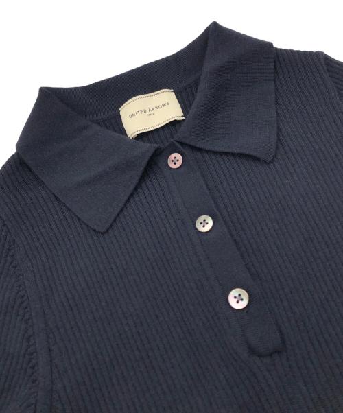 UNITED ARROWS（ユナイテッドアローズ）UNITED ARROWS (ユナイテッドアローズ) フィット＆フレア ポロワンピース ネイビー×ブラック サイズ:FREEの古着・服飾アイテム
