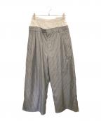 Hed Maynerヘド メイナー）の古着「DOUBLE WAIST SLACKS PANTS/ダブルウエストスラックスパンツ」｜グレー×ホワイト