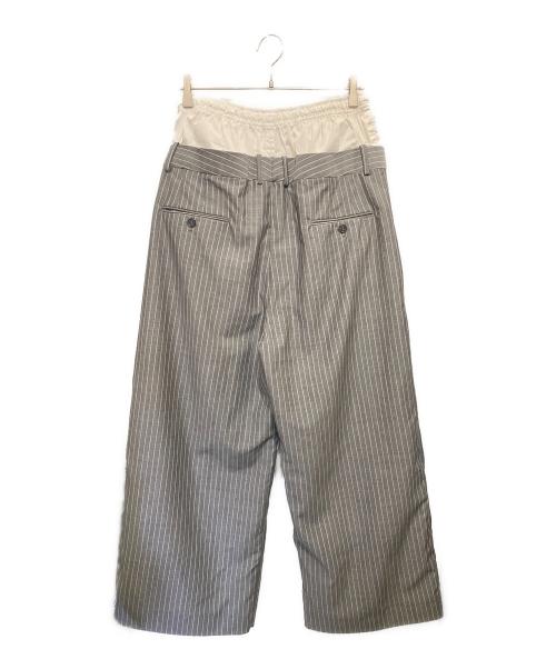 Hed Mayner（ヘド メイナー）Hed Mayner (ヘド メイナー) DOUBLE WAIST SLACKS PANTS/ダブルウエストスラックスパンツ グレー×ホワイト サイズ:XSの古着・服飾アイテム