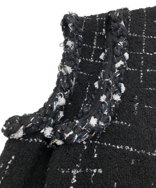 Rene（ルネ）Rene (ルネ) TISSUE ツイードノースリーブワンピース ブラック サイズ:SIZE 38の古着・服飾アイテム