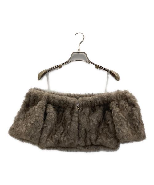 JOSE MOON（ジョゼムーン）JOSE MOON (ジョゼムーン) FUR OFFSHOULDER TOPS モカ サイズ:FREEの古着・服飾アイテム