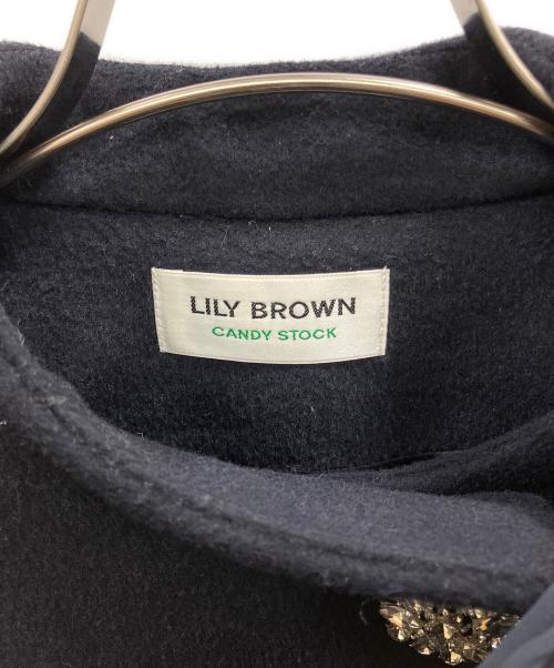 Lily Brown（リリーブラウン）Lily Brown (リリーブラウン) Aラインビジューリボンコート ネイビー サイズ:1の古着・服飾アイテム
