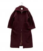 CLANEクラネ）の古着「RIB COLLAR WOOL LONG COAT」｜ボルドー