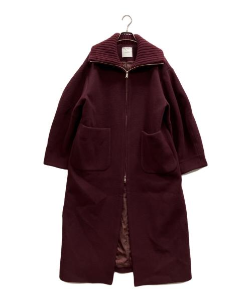 CLANE（クラネ）CLANE (クラネ) RIB COLLAR WOOL LONG COAT ボルドー サイズ:2の古着・服飾アイテム