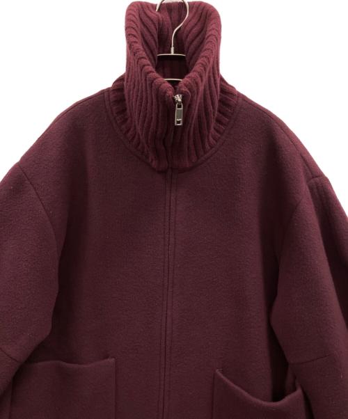 CLANE（クラネ）CLANE (クラネ) RIB COLLAR WOOL LONG COAT ボルドー サイズ:2の古着・服飾アイテム