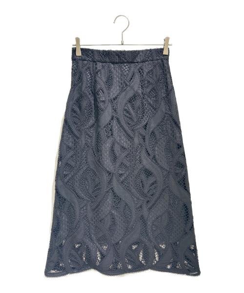 ANAYI（アナイ）ANAYI (アナイ) リーフコード刺繍 Iライン スカート/10261111120 ブラック サイズ:36の古着・服飾アイテム