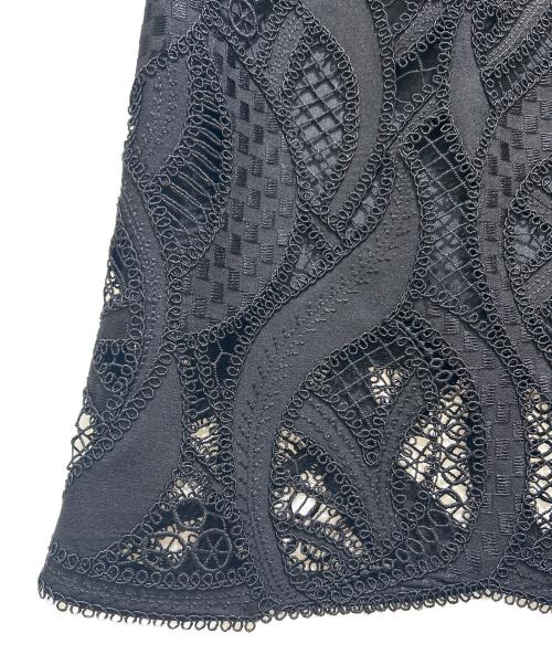ANAYI（アナイ）ANAYI (アナイ) リーフコード刺繍 Iライン スカート/10261111120 ブラック サイズ:36の古着・服飾アイテム