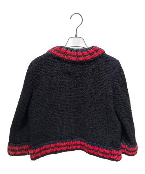 GUCCI（グッチ）GUCCI (グッチ) ノーカラーツイードジャケット/410132 ネイビー サイズ:40の古着・服飾アイテム