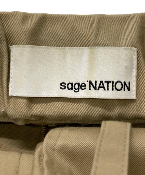 sage'NATION（セイジネーション）sage'NATION (セイジネーション) BOX PLEATS TROUSER/ボックスプリーツトラウザー ベージュ サイズ:M/Lの古着・服飾アイテム