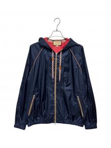 GUCCI（グッチ）の古着「テクニカル GG フード ジャケット」｜ネイビー