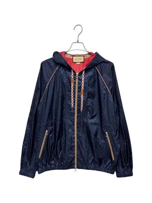 GUCCI（グッチ）GUCCI (グッチ) テクニカル GG フード ジャケット ネイビー サイズ:48の古着・服飾アイテム