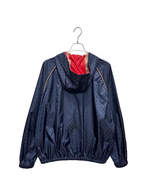 GUCCI（グッチ）GUCCI (グッチ) テクニカル GG フード ジャケット ネイビー サイズ:48の古着・服飾アイテム