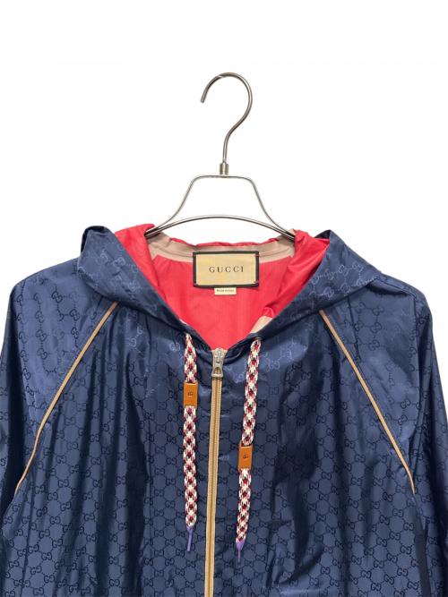GUCCI（グッチ）GUCCI (グッチ) テクニカル GG フード ジャケット ネイビー サイズ:48の古着・服飾アイテム