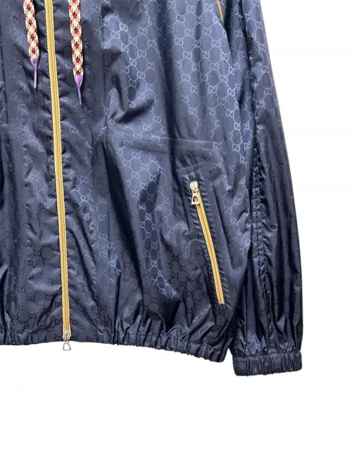 GUCCI（グッチ）GUCCI (グッチ) テクニカル GG フード ジャケット ネイビー サイズ:48の古着・服飾アイテム