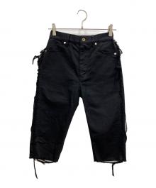 Mediam（ミディアム）の古着「Frayed pants」｜ブラック
