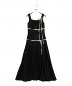 M ME EMEエムミーエメ）の古着「Bicolor ribbon pleats silhouette long onepiece」｜ブラック