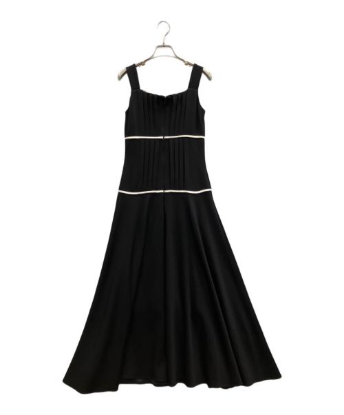 M ME EME（エムミーエメ）M me eme (エムミーエメ) Bicolor ribbon pleats silhouette long onepiece ブラック サイズ:Freeの古着・服飾アイテム