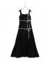 M me eme（エムミーエメ）の古着「Bicolor ribbon pleats silhouette long onepiece」｜ブラック