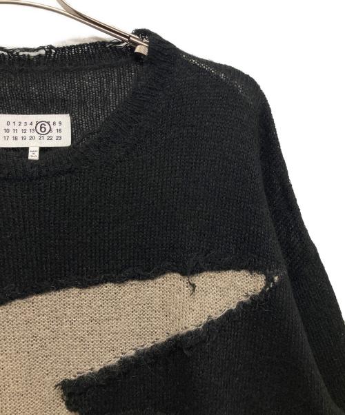 MM6 Maison Margiela（エムエムシックスメゾンマルジェラ）MM6 Maison Margiela (エムエムシックスメゾンマルジェラ) モヘア混ディストロイド・セーター ブラック サイズ:Mの古着・服飾アイテム