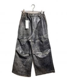 SUBLATIONS（サブレーションズ）の古着「CRACKING COATED MILITARY PANTS/クラッキングコーティングミリタリーパンツ」｜ブラック
