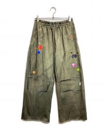 TOY DEVIL（トイデビル）の古着「TRANSFER PRINT SWEAT PANTS/転写プリントスウェットパンツ」｜オリーブ