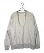 ANCELLMアンセルム）の古着「CRASH CREWNECK SWEAT SHIRT  クラッシュ加工スウェット」｜グレー
