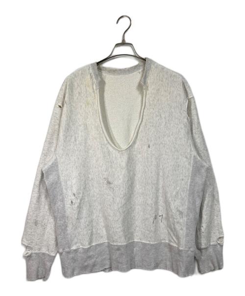 ANCELLM（アンセルム）ANCELLM (アンセルム) CRASH CREWNECK SWEAT SHIRT  クラッシュ加工スウェット グレー サイズ:2の古着・服飾アイテム