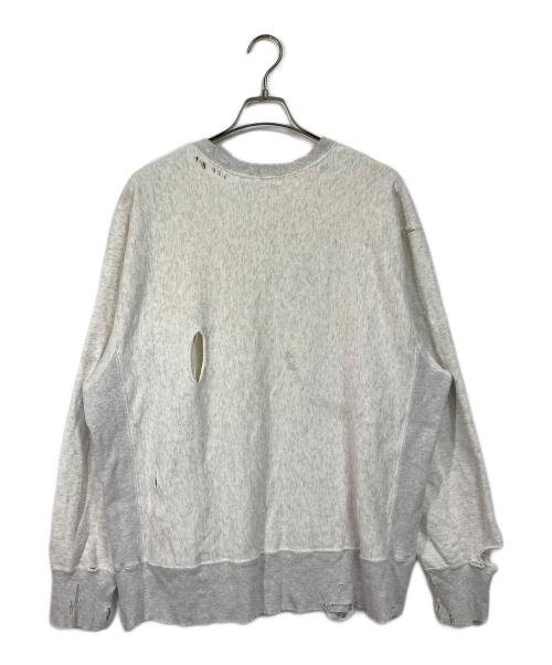 ANCELLM（アンセルム）ANCELLM (アンセルム) CRASH CREWNECK SWEAT SHIRT  クラッシュ加工スウェット グレー サイズ:2の古着・服飾アイテム