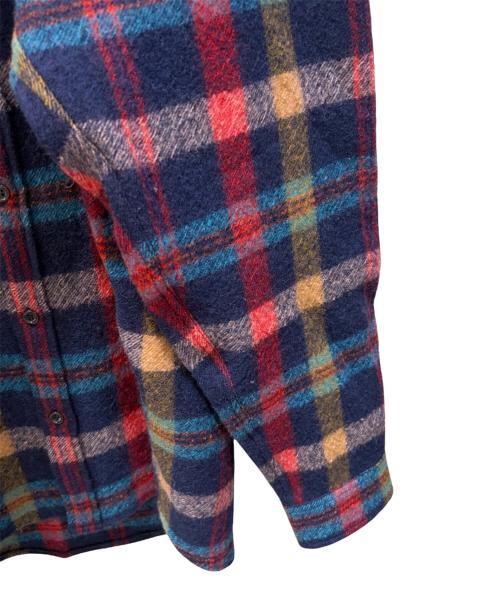 GUCCI（グッチ）GUCCI (グッチ) ウールチェックシャツジャケット ネイビー・レッド サイズ:48の古着・服飾アイテム