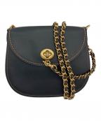 COACHコーチ）の古着「Turnlock Saddle Bag ショルダーバッグ　レザーバッグ」｜ブラック