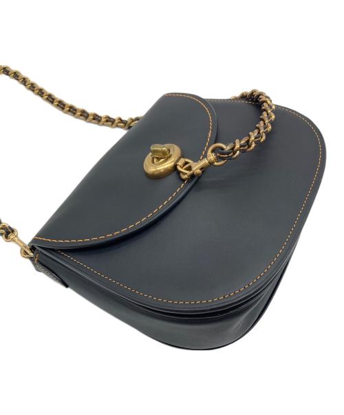 COACH（コーチ）COACH (コーチ) Turnlock Saddle Bag ショルダーバッグ　レザーバッグ ブラック サイズ:実寸参照の古着・服飾アイテム