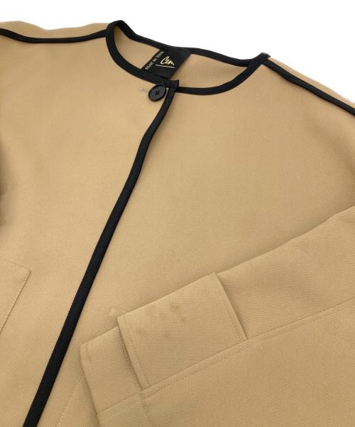 Cen.（セン）Cen. (セン) フリルポケット パイピングポンチョ ブラウン サイズ:FREEの古着・服飾アイテム
