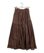 DRAWERドゥロワー）の古着「M.SUMMER シルクティアードスカート」｜ブラウン