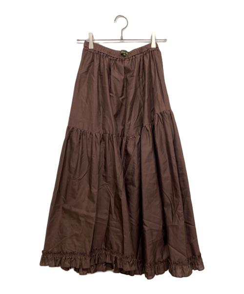 DRAWER（ドゥロワー）Drawer (ドゥロワー) M.SUMMER シルクティアードスカート ブラウン サイズ:36の古着・服飾アイテム