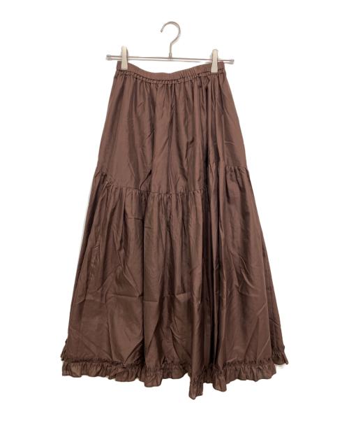 DRAWER（ドゥロワー）Drawer (ドゥロワー) M.SUMMER シルクティアードスカート ブラウン サイズ:36の古着・服飾アイテム