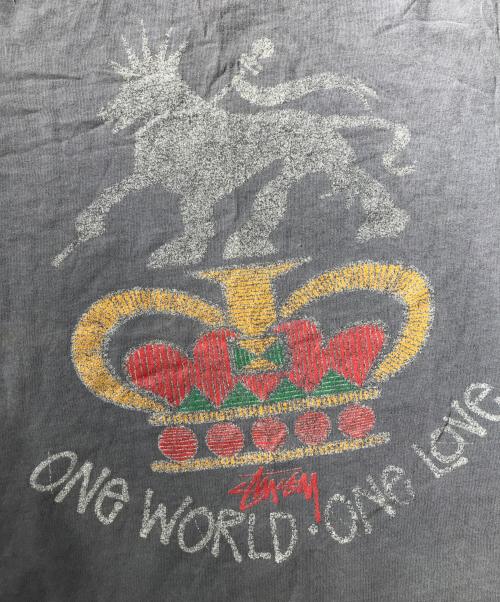 stussy（ステューシー）stussy (ステューシー) 80'S one world one love Tee グレー サイズ:Sの古着・服飾アイテム