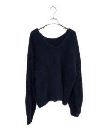 Noble（ノーブル）の古着「ファーニット2WAYパフスリーブニット」｜ネイビー